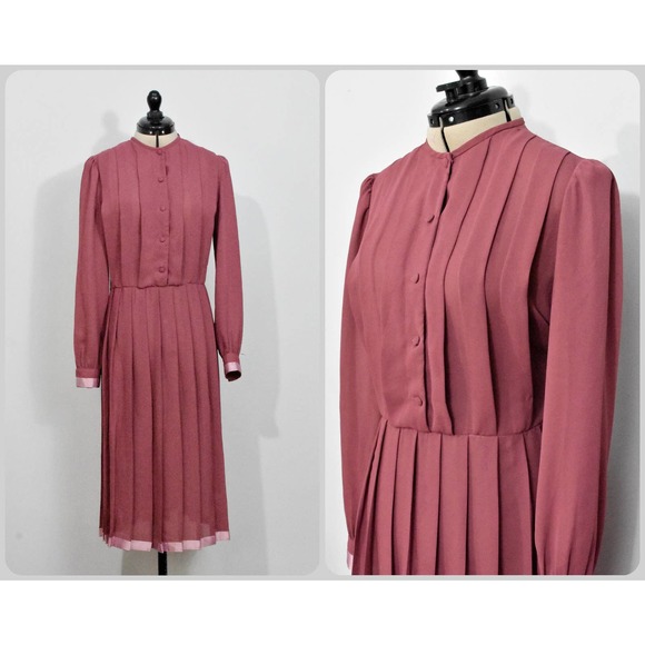 Zizi by Barbara Chodos Mauve 70s/80s Dress - Picture 1 of 6